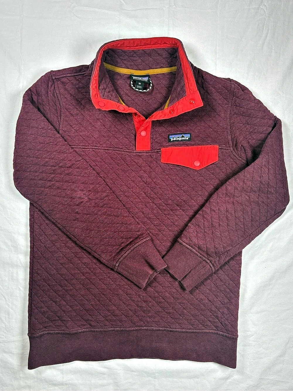 Patagonia Diamond Quilt Snap-T Pullover XS Burgundy